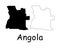 Angola Country Map. Black silhouette and outline isolated on white background. EPS Vector