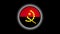 Angola flag button isolated on black