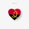 Angola heart shaped flag. Origami paper cut Angolan national banner