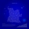Angola illuminated map with glowing dots. Dark blue space background. Vector illustration