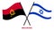 Angola and Israel Flags Crossed And Waving Flat Style. Official Proportion. Correct Colors