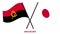 Angola and Japan Flags Crossed And Waving Flat Style. Official Proportion. Correct Colors