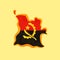 Angola - Map colored with Angolan flag