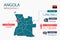 Angola map infographic elements with separate of heading is total areas, Currency, All populations, Language and the capital city