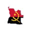 Angola national flag in a shape of country map