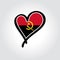 Angolan flag heart-shaped hand drawn logo. Vector illustration.