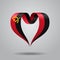 Angolan flag heart-shaped ribbon. Vector illustration.