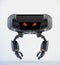 Angry aerial robot toy with red eyes, 3d rendering