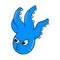 Angry aggressive faced blue octopus, doodle icon image kawaii