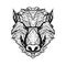 Angry, aggressive wild boar/aper- black and white vector logo is