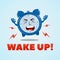 Angry alarm clock flat vector character illustration. Wake-up time concept