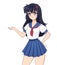 Angry anime manga girl with black hair