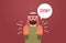 Angry arab man saying STOP speech balloon with scream exclamation negation concept furious arabic character showing stop