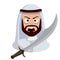 Angry Arab with sword. Middle Eastern medieval warrior