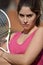 Angry Athlete Colombian Female Tennis Player Wearing Sportswear