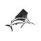 Angry Atlantic Sailfish Jumping Up Side View Retro Black and White