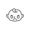 Angry baby face line icon