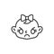 Angry baby girl face line icon