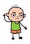 Angry Bald Boy Cartoon with one hand raised