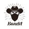 Angry bandit, gangster logo or label. Portrait of cowboy in mask.