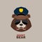 Angry bear. Bear police officer. Police Cap