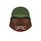 Angry bear in military helmet. Aggressive Grizzly head. Wild animal muzzle isolated. Forest predator