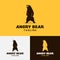 Angry Bear Standing Logo Design Template