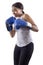 Angry Black Female Wearing Boxing Gloves