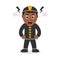 Angry Black Fireman Cartoon Character