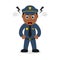 Angry Black Policeman Cartoon Character