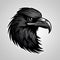 Angry black raven, logo, monochrome drawing, bird Icon, raven symbol, angry bird portrait, predator pictogram,