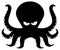 Angry Black Silhouettes Of Octopus Cartoon Mascot Character