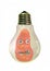 Angry blob monster trapped in light bulb electricity edison screw eyes teeth