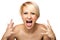 Angry blond girl screaming