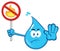 Angry Blue Water Drop Cartoon Character Holding A No Fire Sign