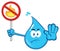 Angry Blue Water Drop Cartoon Character Holding A No Fire Sign.