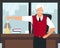 Angry boss pointing the finger vector flat illustration