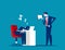 Angry boss use megaphone to wake up employee. Concept business vector, Relaxing, workplace, lazy