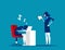 Angry boss use megaphone to wake up employee. Concept business vector, Relaxing, workplace, lazy