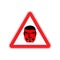 Angry Boss Warning sign red. Evil Head Hazard attention symbol.