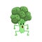 Angry Broccoli Vegetable Character with Funny Face Vector Illustration