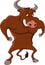 Angry brown bull cartoon