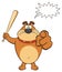 Angry Brown Bulldog Cartoon Mascot Character Holding A Bat And Pointing