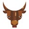 Angry bull face emoji, annoyed and sad cow icon isolated emotion sign