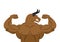 Angry bull strong athlete. Aggressive fitness animal. Wild animal bodybuilder with huge muscles. Bodybuilder with horns. Sports t