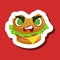 Angry Burger Sandwich, Cute Emoji Sticker On Red Background