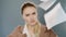 Angry business woman throwing papers in slow motion. Employee throw documents