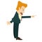 Angry businessman screaming and pointing. Flat style