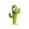 Angry cactus character, succulent plant with funny face vector Illustration on a white background