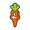 Angry carrot isolated. Evil vegetable. Vector illustration